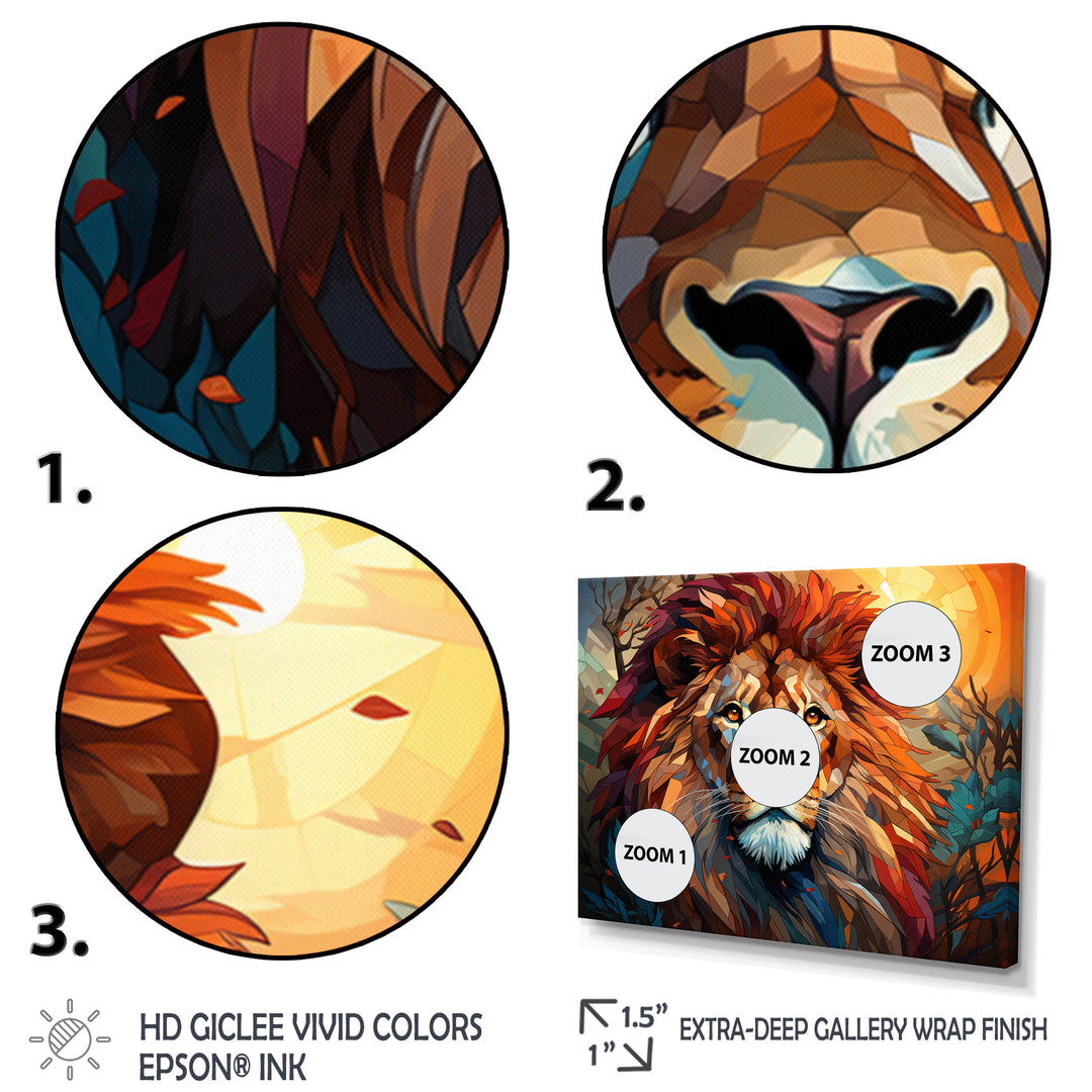 Lion Regal King Geometric - Brown Lion Wall Art