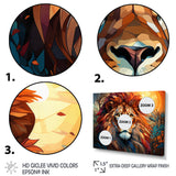 Lion Regal King Geometric - Brown Lion Wall Art