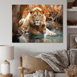 Lion Watercolor Oasis Watercolor - Lion Canvas Wall Art