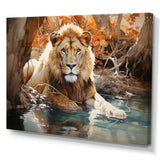 Lion Watercolor Oasis Watercolor - Lion Canvas Wall Art