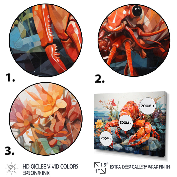 Coral Yellow Lobster Grace Geometric - Coral Lobster Wall Art