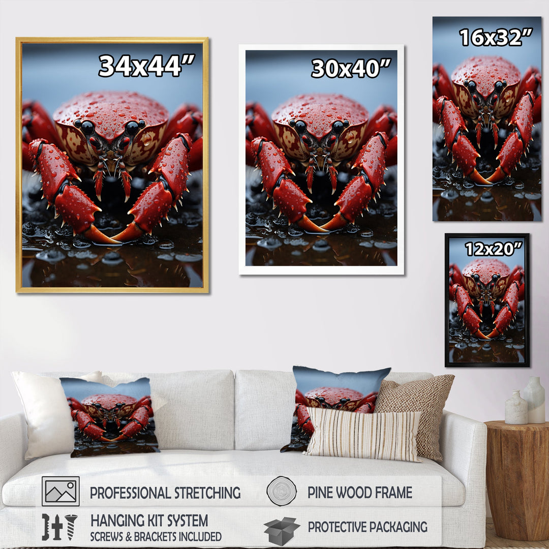 Coral Grey Lobster Portrait Vibrant - Lobster Living Room Wall Art