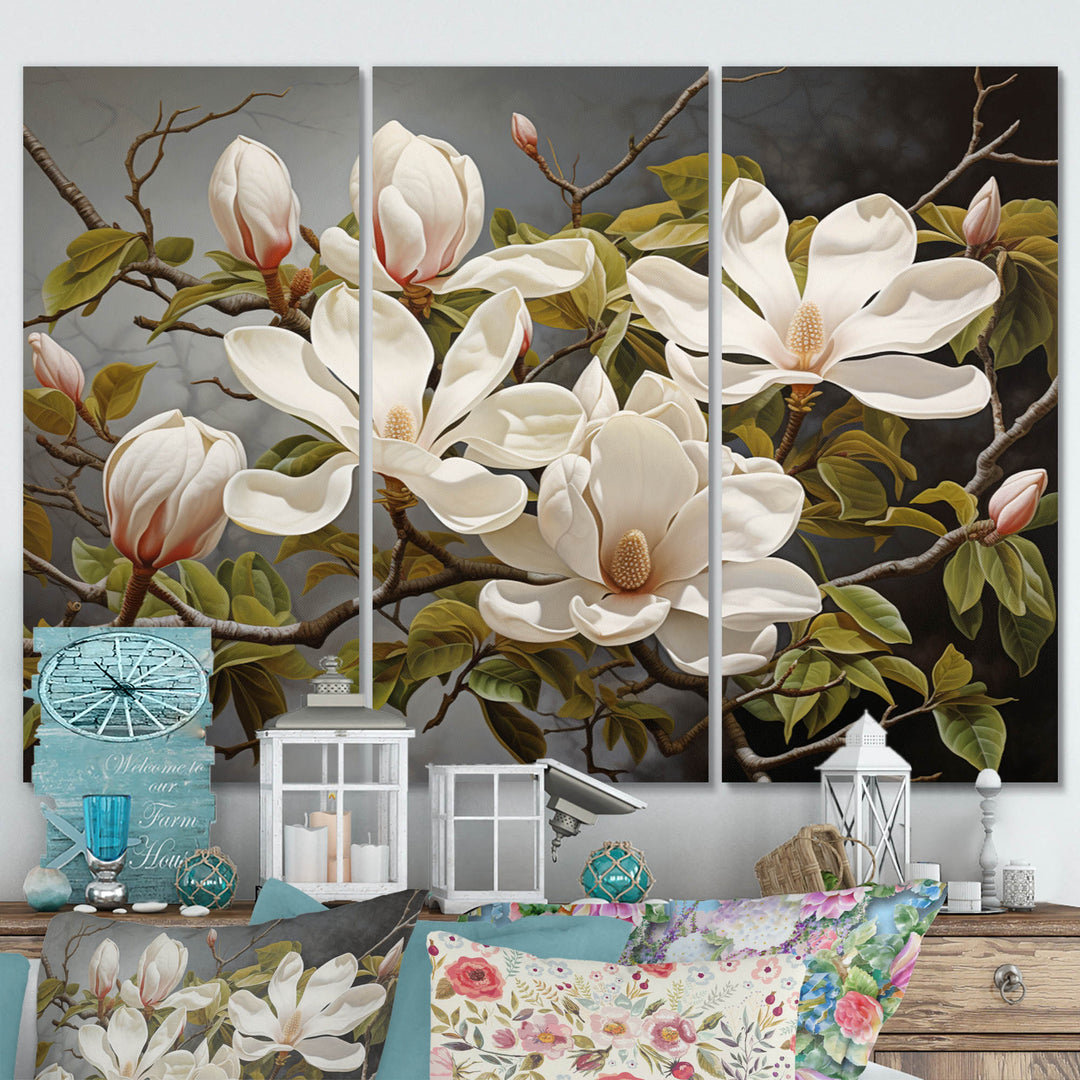 White Green Magnolias Magnolia Serenity - Multi-Panels