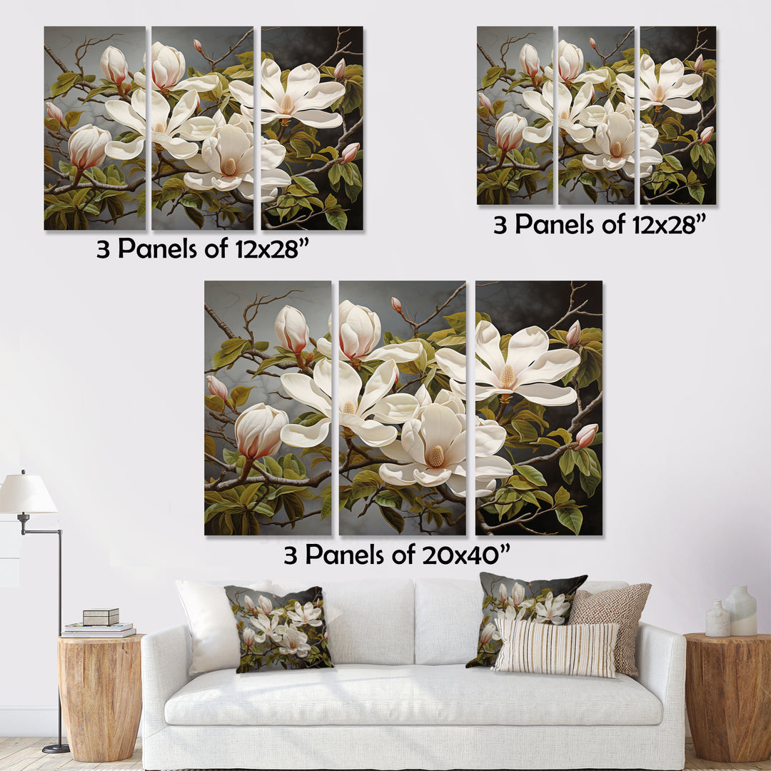 White Green Magnolias Magnolia Serenity - Multi-Panels