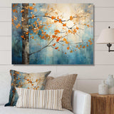 Orange Teal Maple Tree Glowing Embers II - Floral Canvas Wall Art