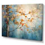 Orange Teal Maple Tree Glowing Embers II - Floral Canvas Wall Art