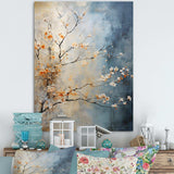 Orange Teal Maple Tree Glowing Embers III - Floral Canvas Wall Art