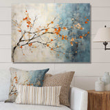 Orange Teal Maple Tree Glowing Embers V - Floral Canvas Wall Art