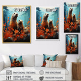 Teal Orange Marine Animals Curious Sea - Marine Animals Canvas Wall Art
