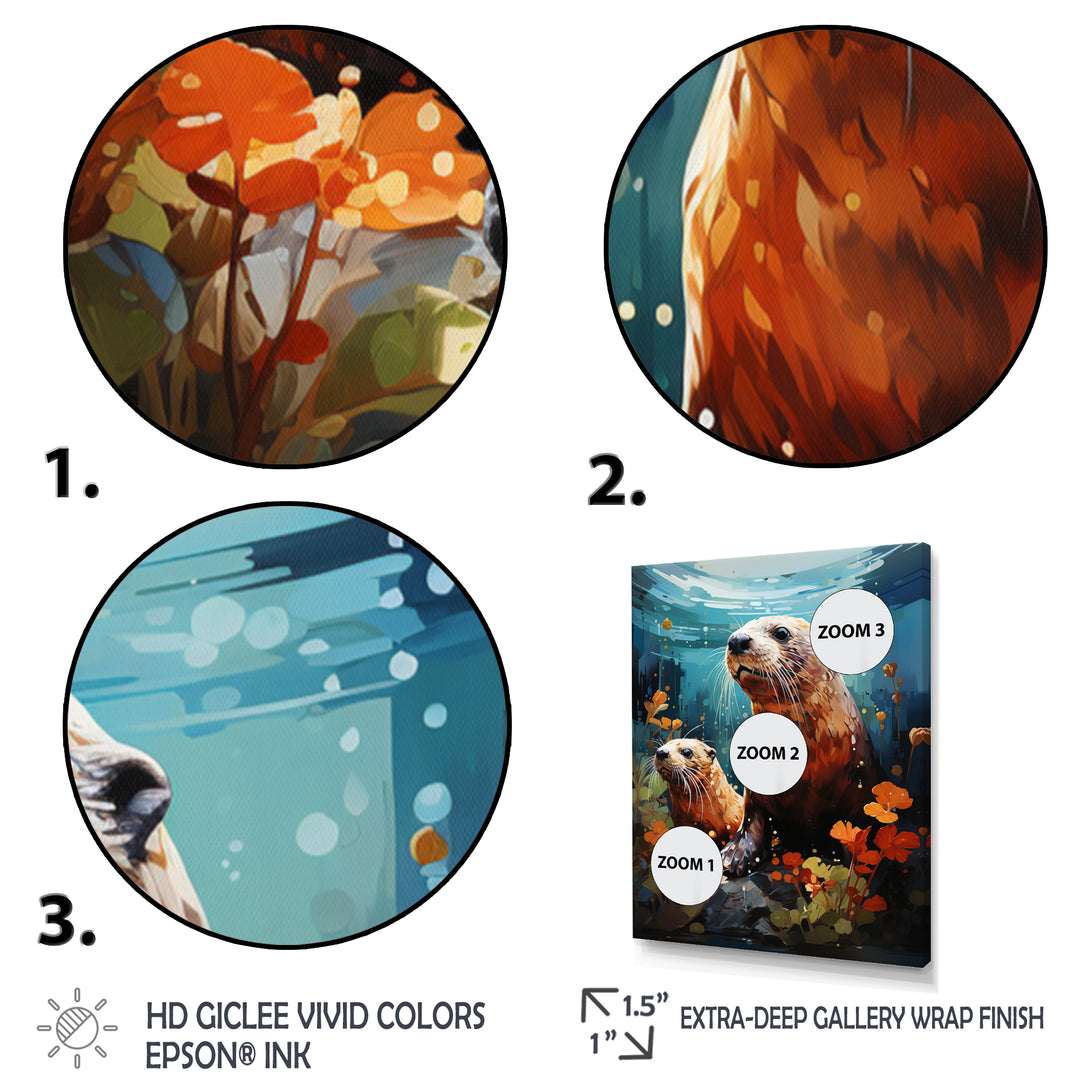 Teal Brown Marine Animals Curious Sea - Marine Animals Wall Decor