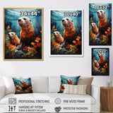 Teal Brown Marine Animals Curious Sea - Marine Animals Wall Decor