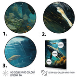 Teal Yellow Marine Animals Graceful Giants - Teal Marine Animals Wall Art