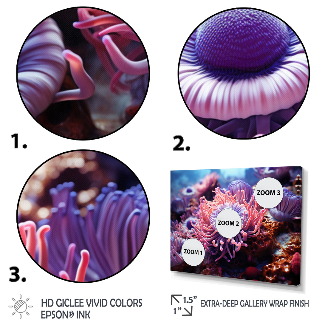 Purple Pink Marine Animals Harmony - Purple Marine Animals Wall Art