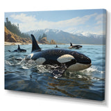 Black White Marine Animals Majestic Orcas - Marine Animals Living Room Wall Art