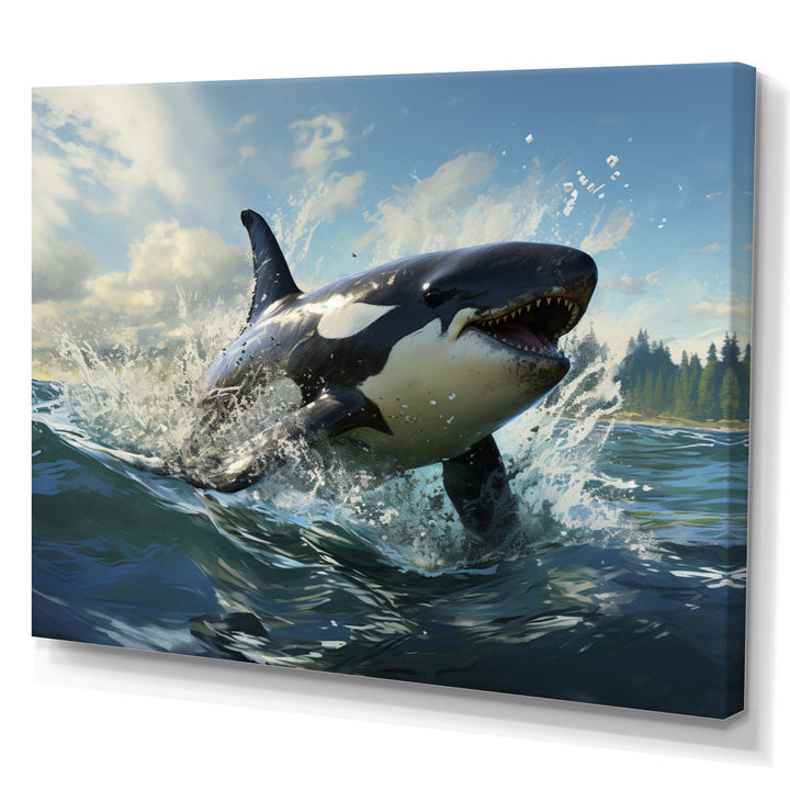 White Black Marine Animals Majestic Orcas - Marine Animals Bedroom Wall Art