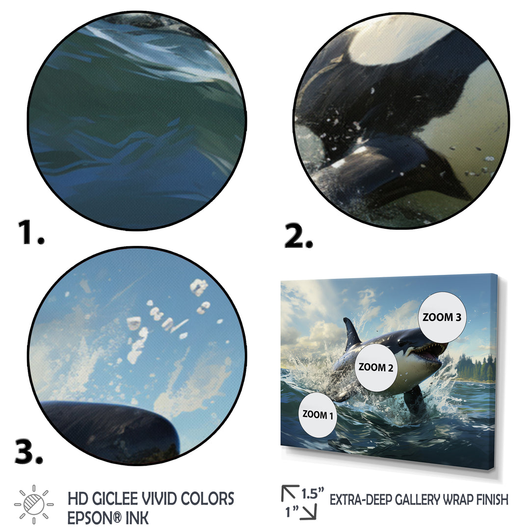 White Black Marine Animals Majestic Orcas - Marine Animals Bedroom Wall Art