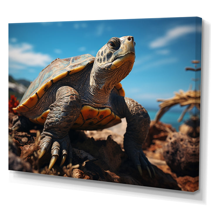 Green Blue Turtle Portrait Stunning - Marine Animals Wall Art Prints