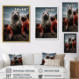 Grey Red Seal Silent Guardians - Marine Animals Large Canvas Wall Art