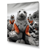 Grey Coral Seal Silent Guardians - Marine Animals Home Decor Art