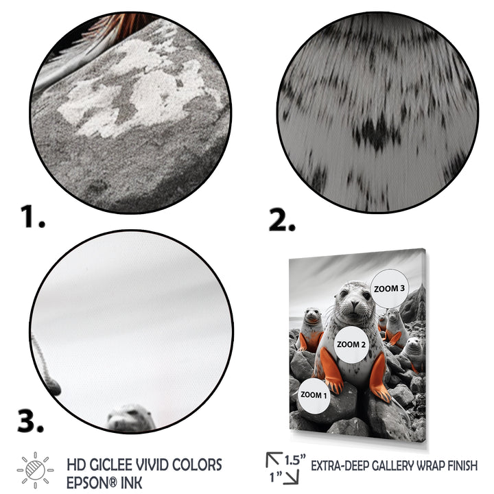Grey Coral Seal Silent Guardians - Marine Animals Home Decor Art