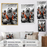 Grey Coral Seal Silent Guardians - Marine Animals Home Decor Art