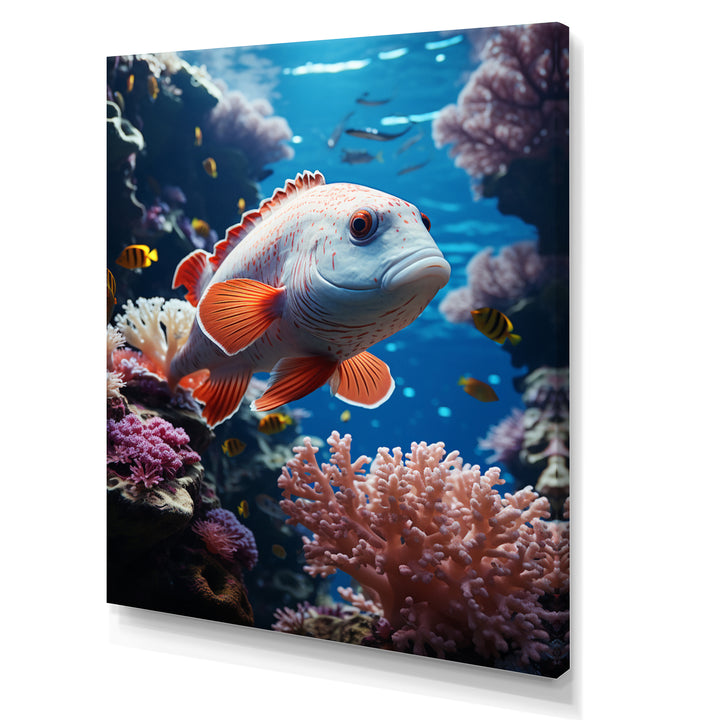Orange Blue Marine Animals Underwater Symphony - Marine Animals Bedroom Wall Art