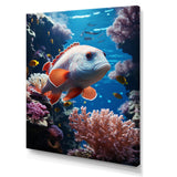 Orange Blue Marine Animals Underwater Symphony - Marine Animals Bedroom Wall Art