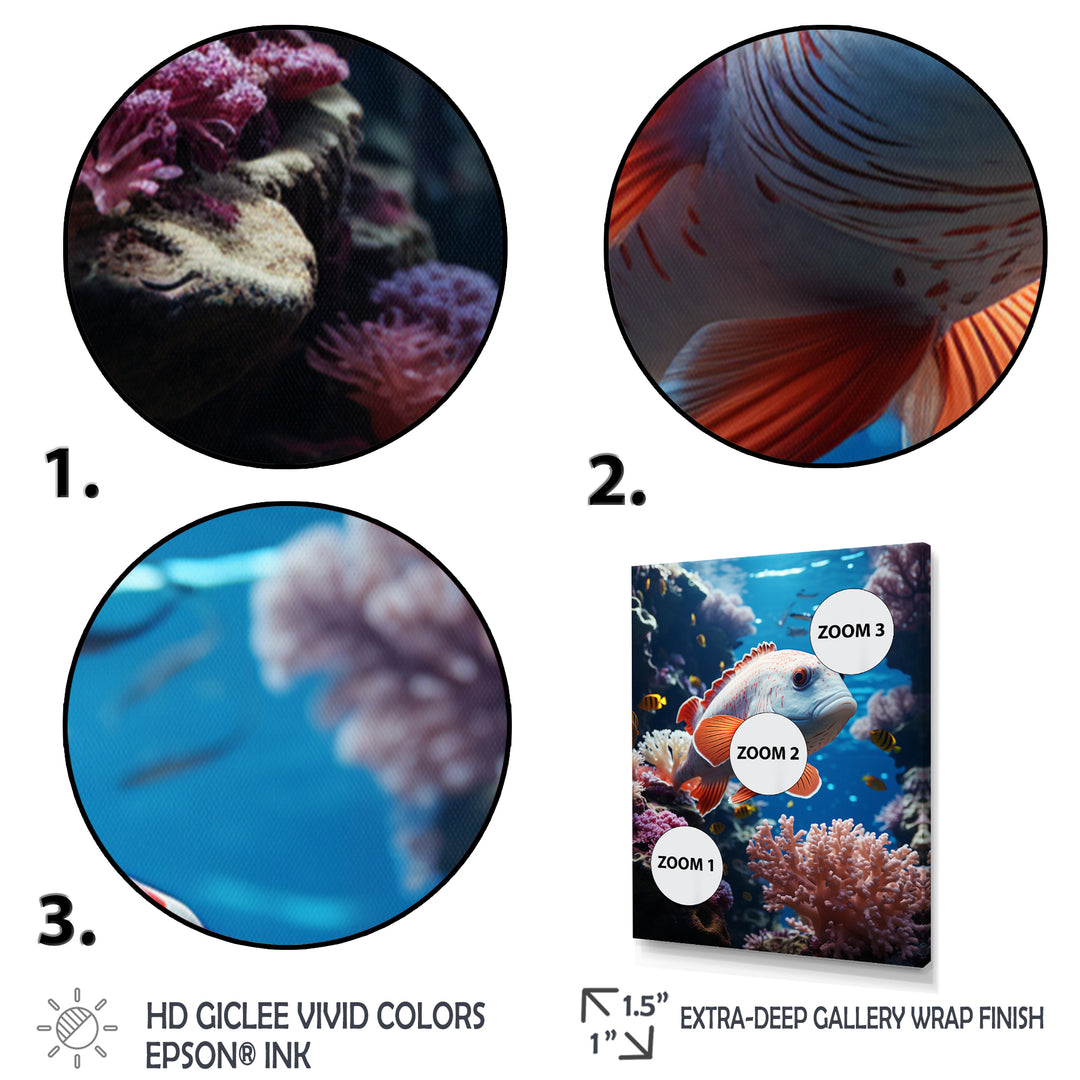 Orange Blue Marine Animals Underwater Symphony - Marine Animals Bedroom Wall Art