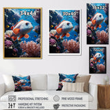 Orange Blue Marine Animals Underwater Symphony - Marine Animals Bedroom Wall Art