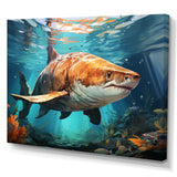 Grey Teal Shark Underwater Symphony - Marine Animals Wall Decor