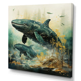 Grey Teal Marine Animals Whispering Whales - Marine Animals Wall Art Prints