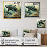 Grey Teal Marine Animals Whispering Whales - Marine Animals Wall Art Prints