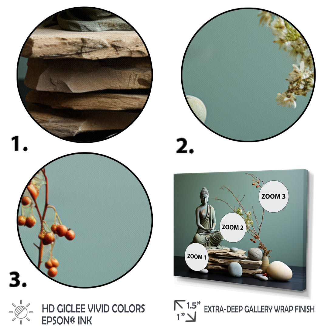 Grey Green Meditation Abstract Serenity I - Martial Arts Canvas Wall Art
