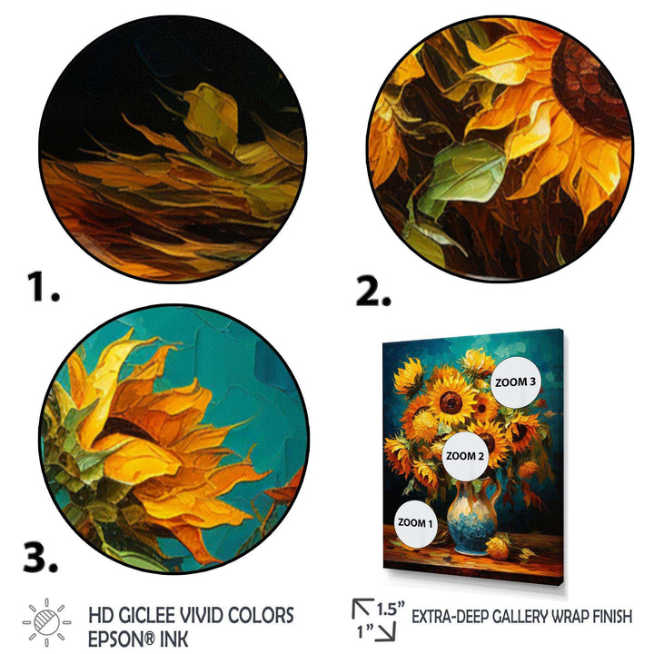 Masterpiece Sunflowers By Van Gogh IV - Landscapes Canvas Wall Art