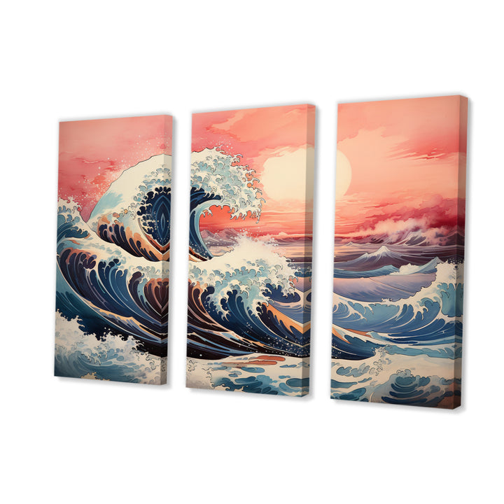 Masterpiece Pink The Great Wave Of Kanagawa I - Multi-Panels