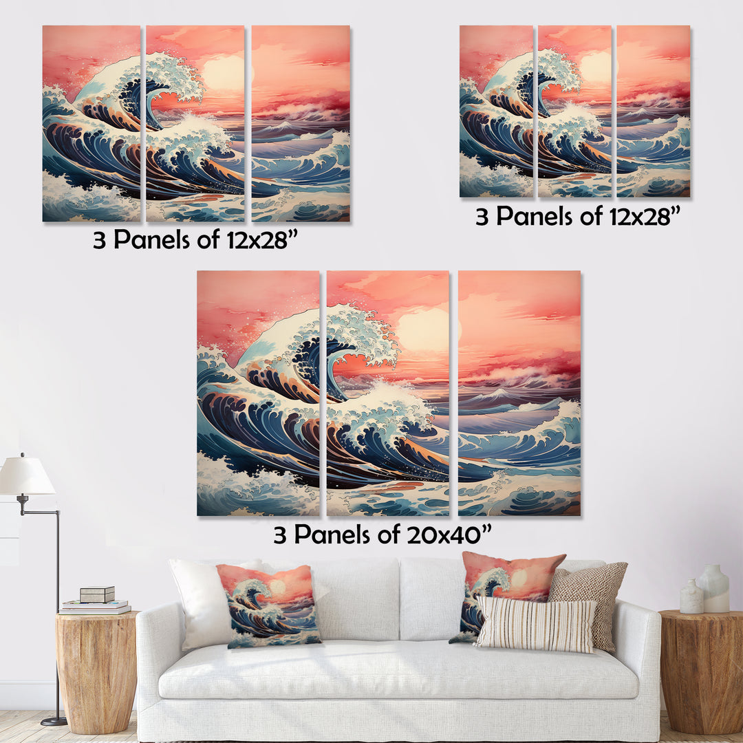 Masterpiece Pink The Great Wave Of Kanagawa I - Multi-Panels