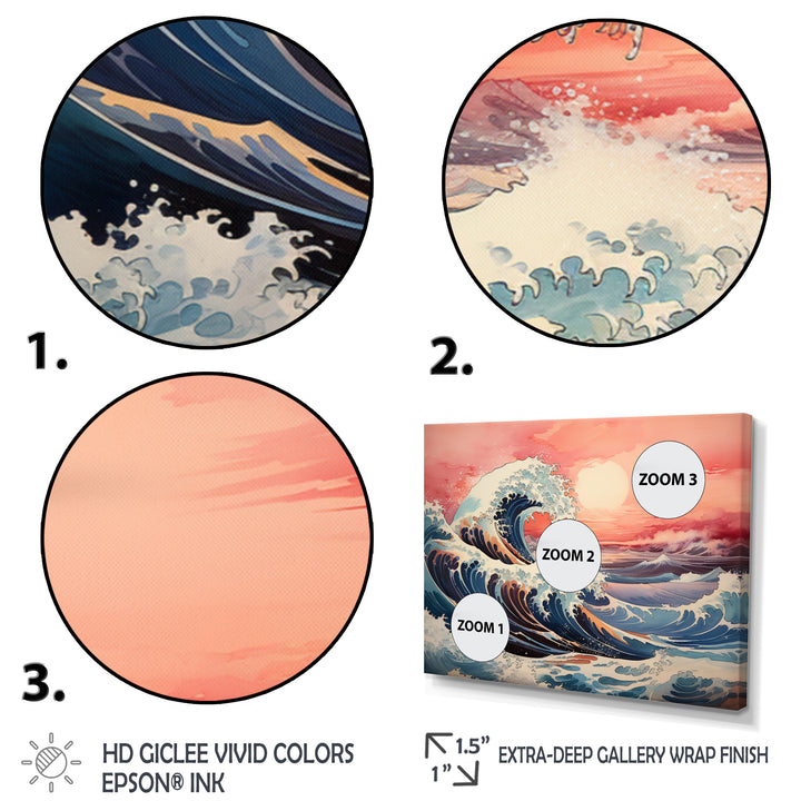 Masterpiece Pink The Great Wave Of Kanagawa I - Multi-Panels