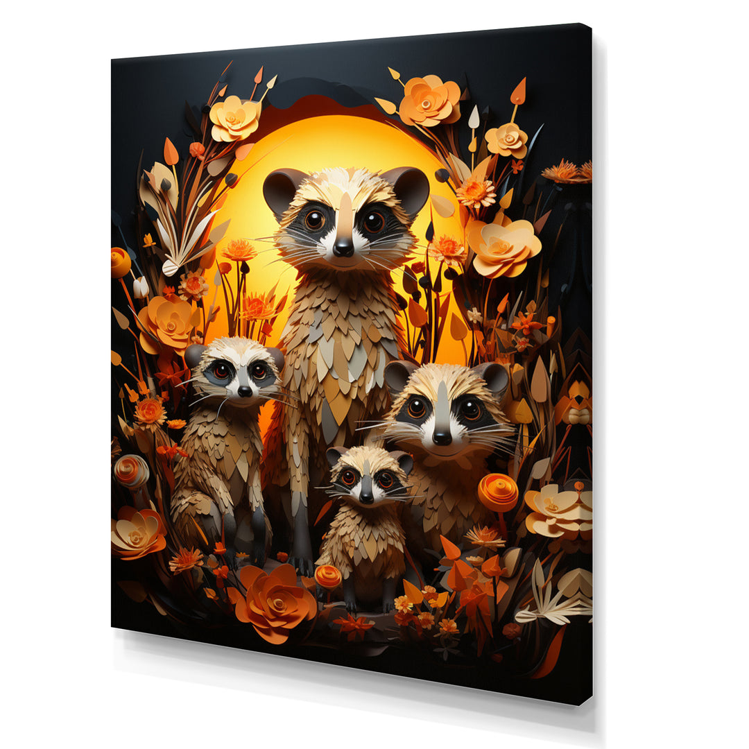 Orange Black Meercat Community Papercut - Orange Meercat Wall Art