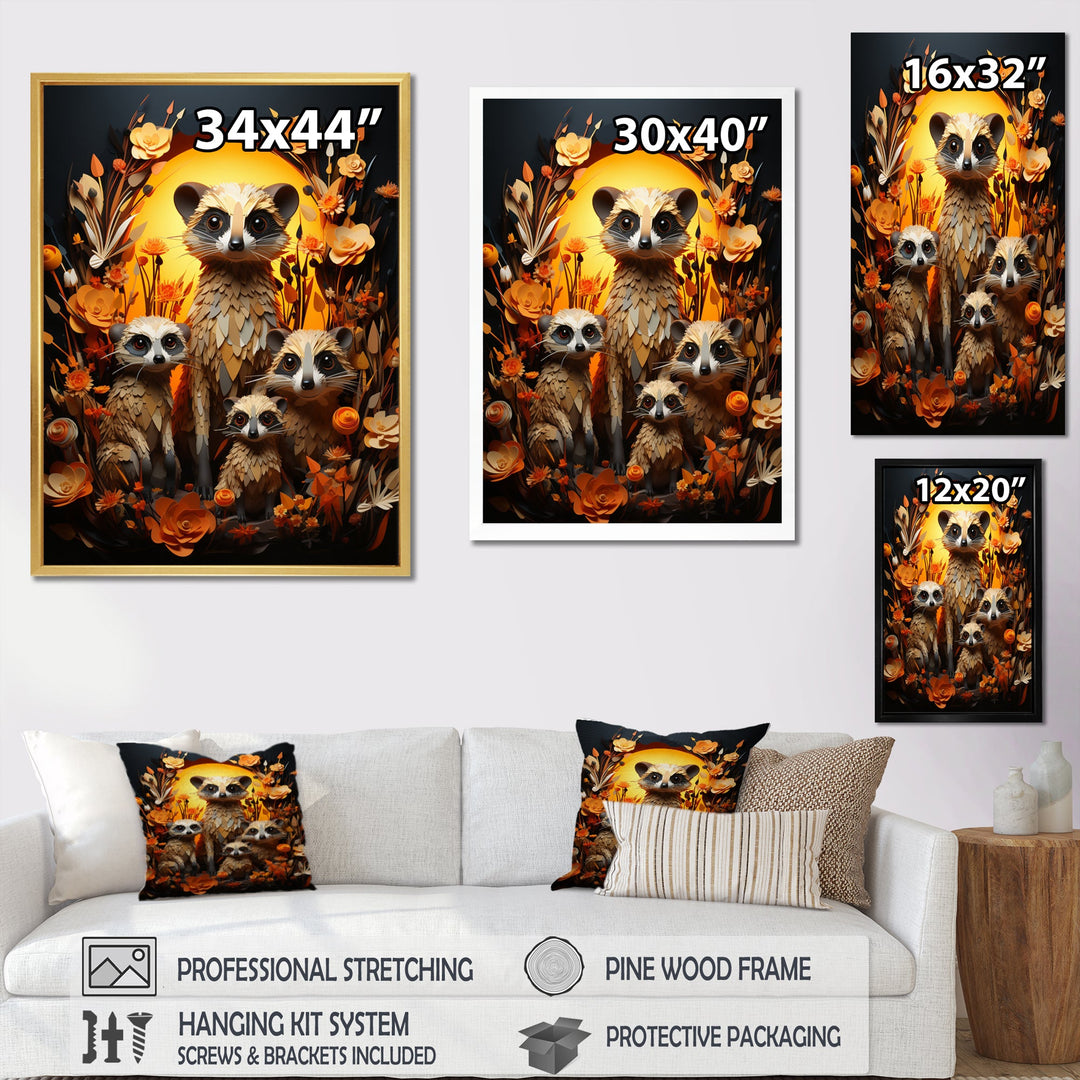 Orange Black Meercat Community Papercut - Orange Meercat Wall Art