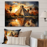 Mexico Sunset At Chichen Itza I - Landscapes Canvas Wall Art