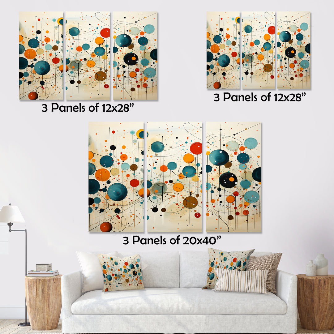 Green Beige Mid Century Abstract Retro IV - Canvas Multipanels Set of 3