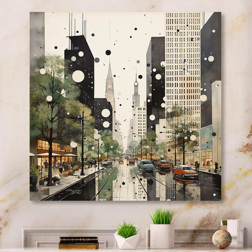 Grey Green Mid Century Architectural Elegance - Abstract Canvas Wall Art