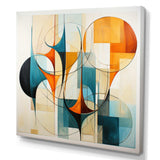 Orange Blue Mid Century Harmony In Geometry I - Abstract Canvas Wall Art