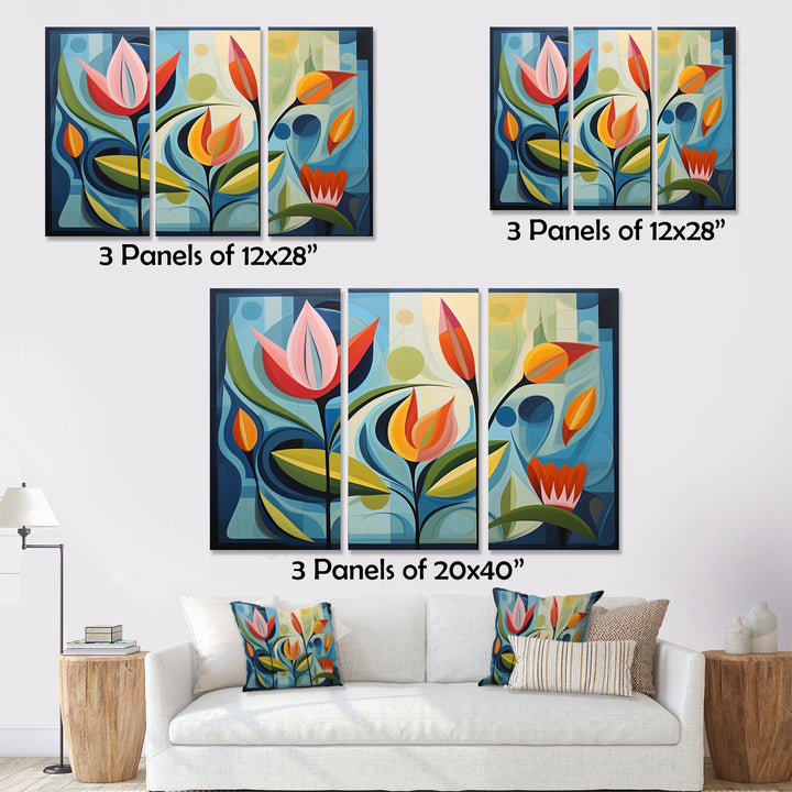 Designart Green Mid Century Mod Nature II - Multi-Panel Canvas Prints