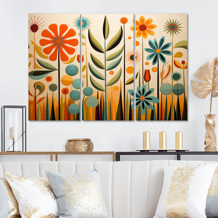 Red Mid Century Mod Nature - Multi-Panels