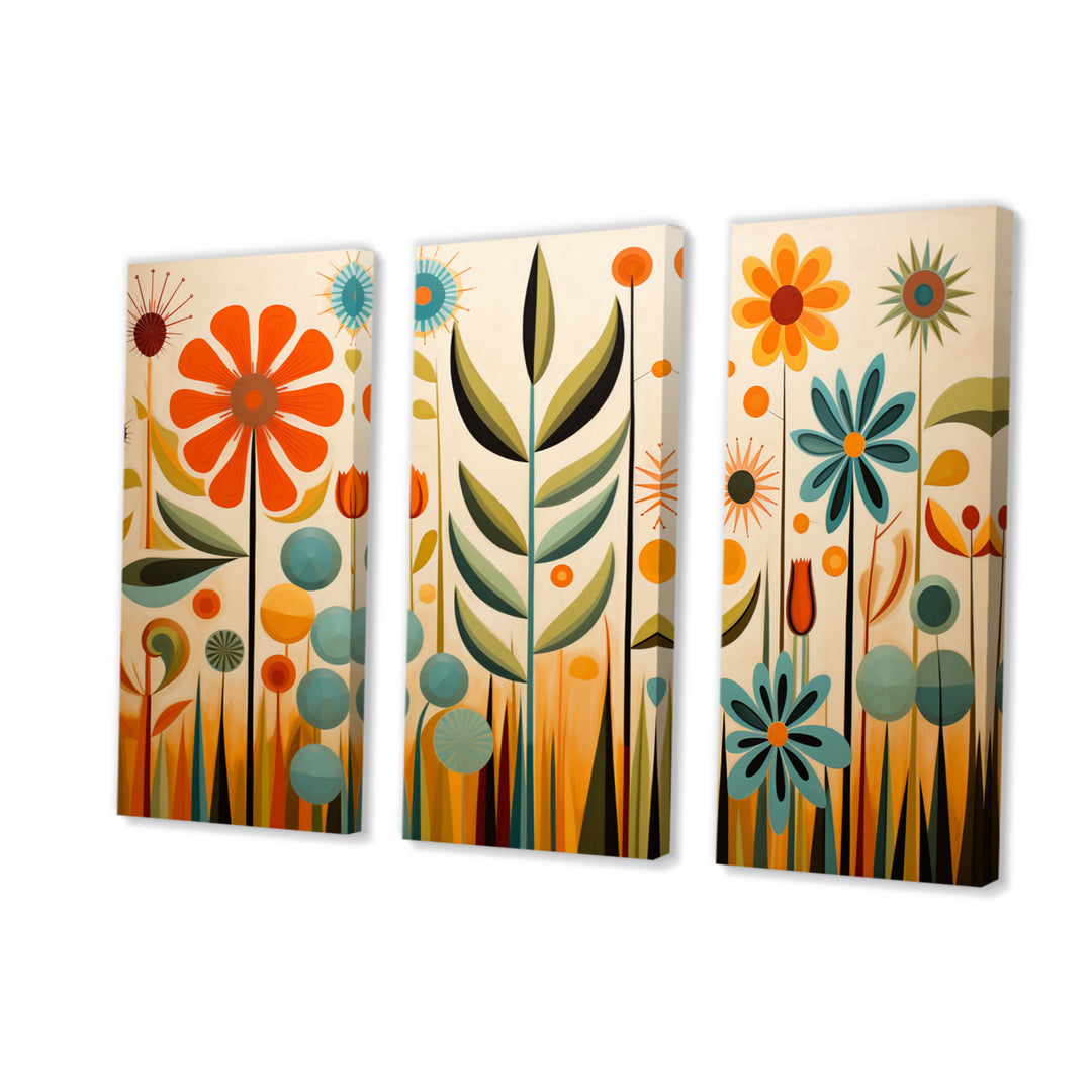Red Mid Century Mod Nature - Multi-Panels