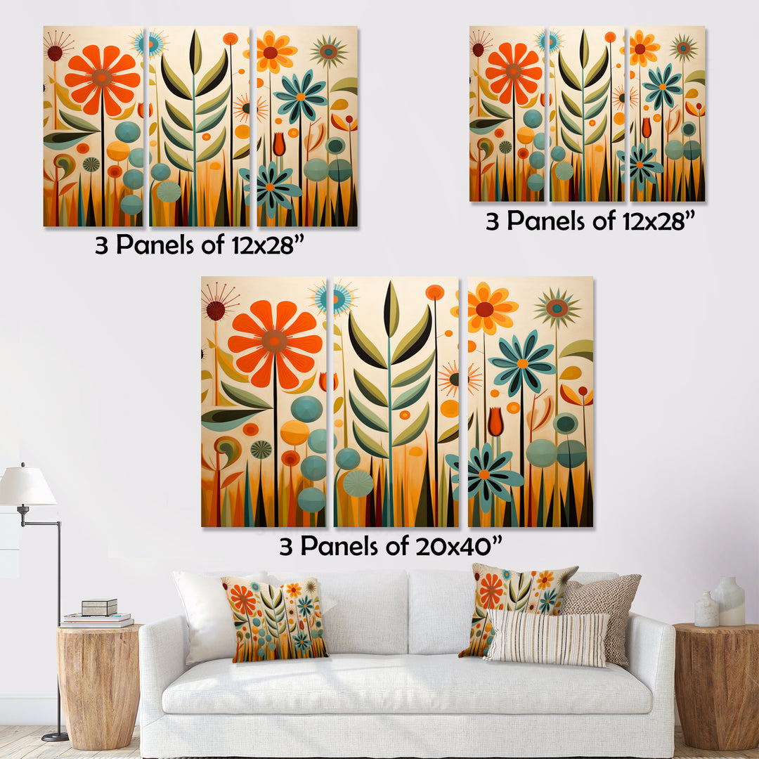 Red Mid Century Mod Nature - Multi-Panels