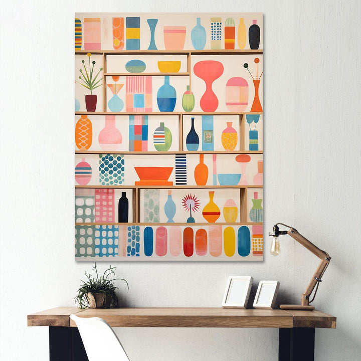 Pink Mid Century Playful Patterns IV - Abstract Canvas Wall Art