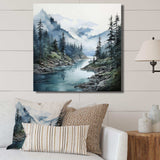 Grey Blue Minimalism Forest Reflections II - Abstract Canvas Wall Art