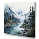 Grey Blue Minimalism Forest Reflections II - Abstract Canvas Wall Art